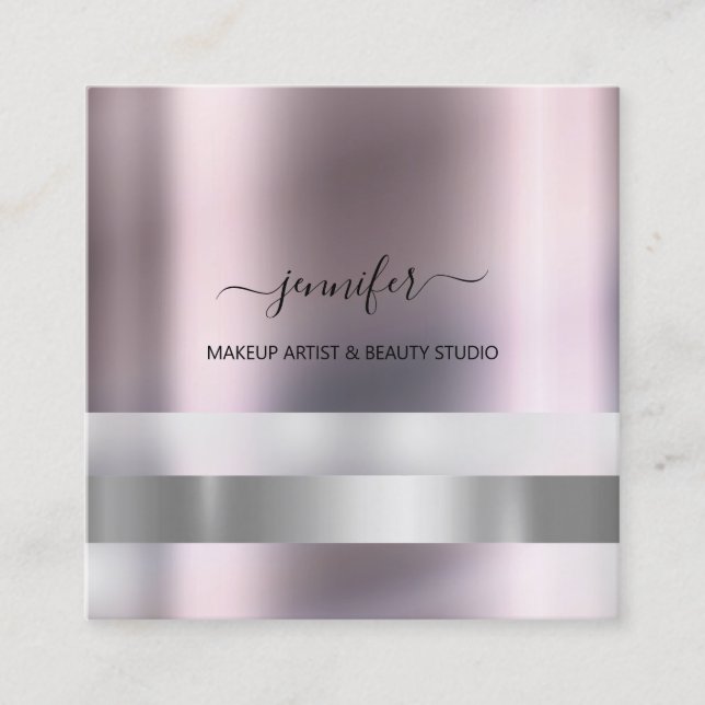 Grått Ro Makeup Artist Influencer Stripe Ombré Fyrkantigt Visitkort (Framsida)
