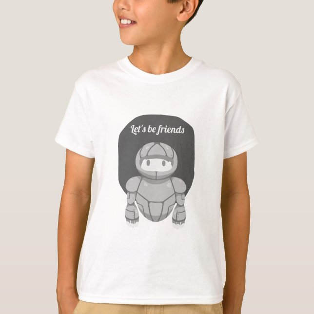 Grått robot på grått är vänlig t shirt (Framsida)