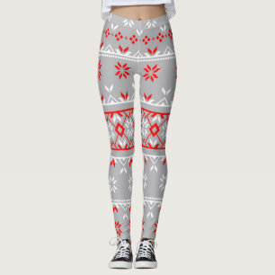 Grått/Röda kvinnors julklappar Leggings