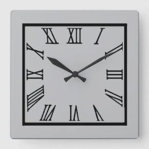 Grått Roman Numeral Fyrkantig Klocka
