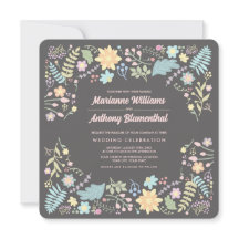 Grått Rosa Aqua Modern Blommigt Bröllop