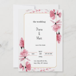 Grått Rosa Blommigt Aesthetic Wedding bjudande in Inbjudningar
