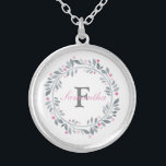 Grått Rosa Blommigt Dubbla Monogram Elegant Silverpläterat Halsband<br><div class="desc">Monogram detta grått och rosa blommigt andedräkt i silver med hals med ditt initiala och ditt namn. Underbar presentidé för brudar,  vänner,  familj eller köp en åt dig själv.</div>