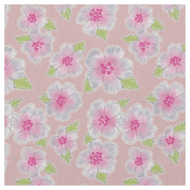Grått Rosa Blommigt under persikobakgrundsstruktur Tyg (Närbild)