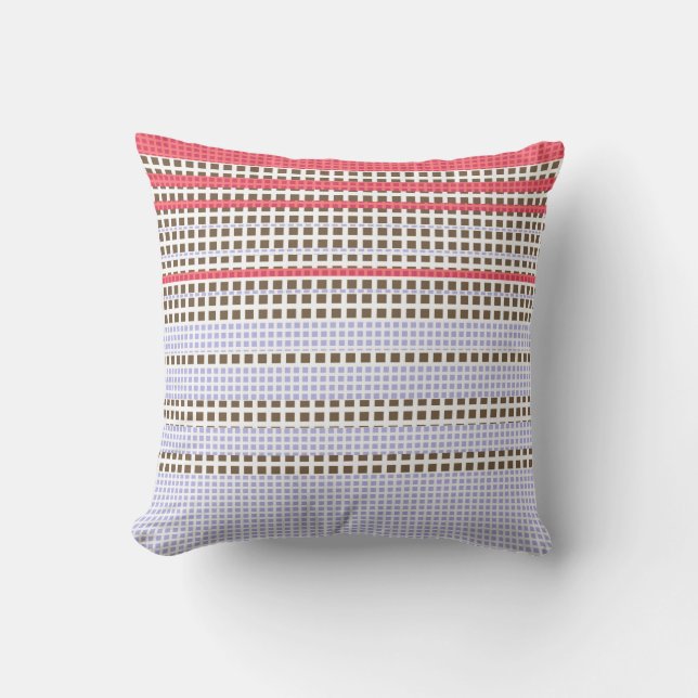 Grått, rosa, brun, plaid kudde (Framsida)