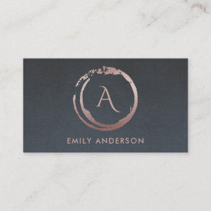 GRÅTT  ROSA BRUSH STROKE CIRCLE LOGOTYP MONOGRAM VISITKORT