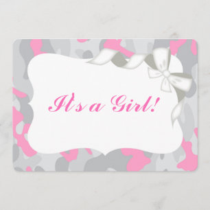 Grått Rosa Camo Baby Shower-inbjudan Inbjudan