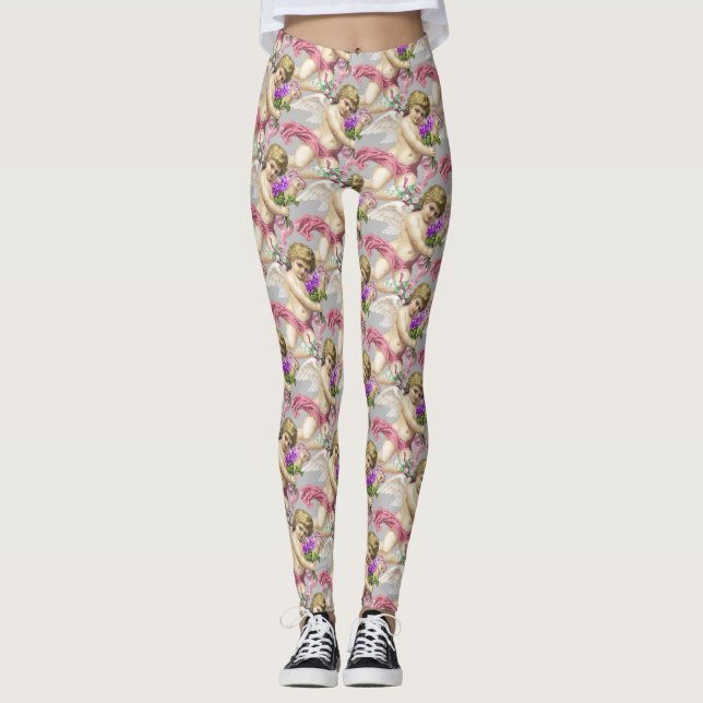 Grått Rosa Cherubs Leggings (Framsida)