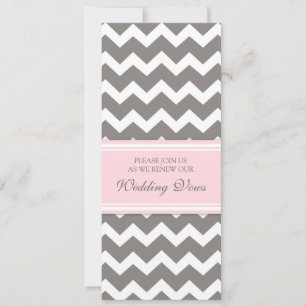 Grått Rosa Chevron Bröllop Vow Renewal Call Inbjudningar