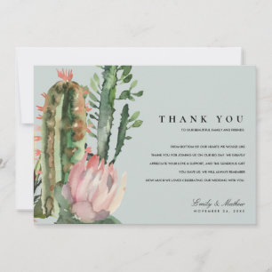 GRÅTT ROSA DESERT CACTUS BLOMMIGT WATERCOLOR BRÖLL TACK KORT
