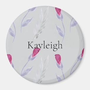 Grått Rosa Flowers Magnet
