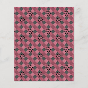 Grått rosa geometrisk kontroll mönster med blommor flygblad