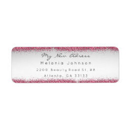 Grått Rosa Glitter New Adress Delicate Returadress Etikett