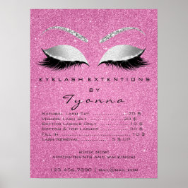 Grått Rosa Guld Makeup Artist Lash Pris List Poster