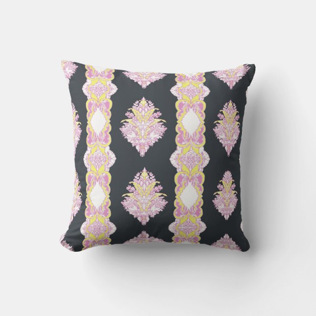 Grått, Rosa, Gult Design Reversibel Dekorativ kudd Kudde (Framsida)