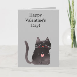 Grått Rosa Hjärtat Katt Kort
