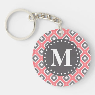 Grått Rosa Ikat Mod Mönster med Monogram