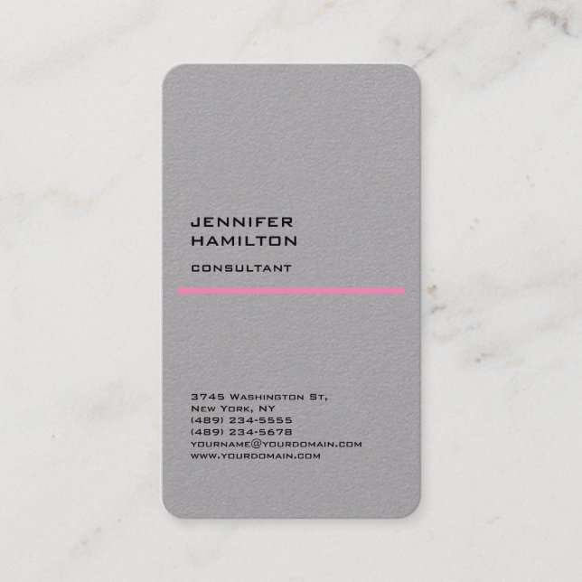 Grått Rosa Minimalist Modern Unik Plain Visitkort (Framsida)