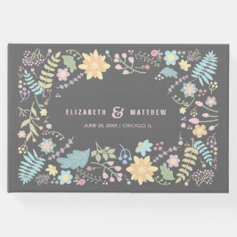 Grått  Rosa Modern Blommigt Bröllop Gästböcker