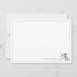 Grått Rosa och White Bunny Rabbit Inbjudningar