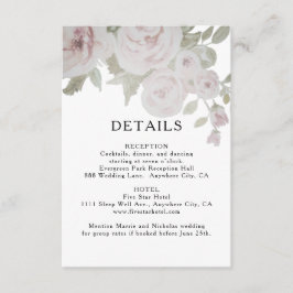  Grått Rosa ros Blommigt vattenfärgsinformation om Tilläggskort