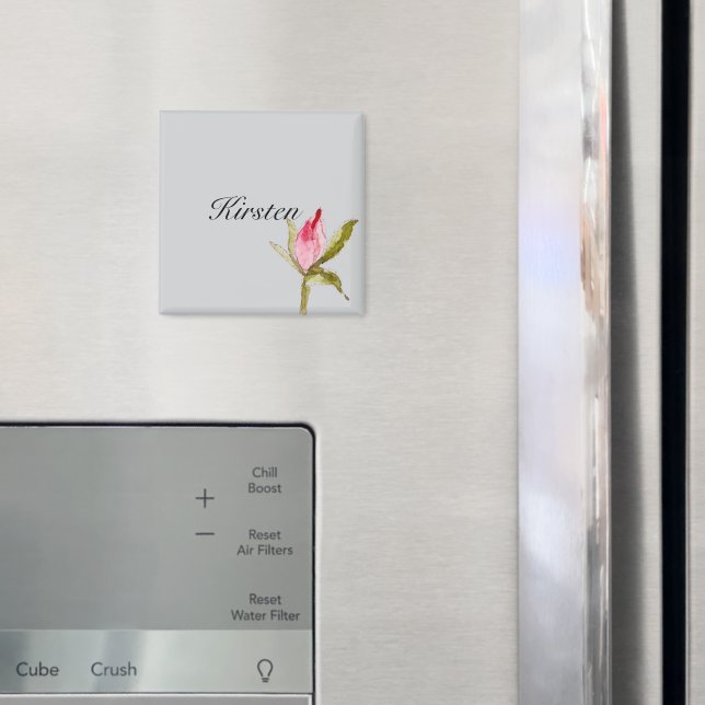 Grått Rosa ros Bud Flower Magnet (In Situ (Fridge))