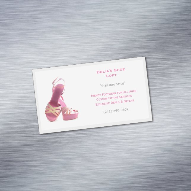 Grått Rosa Shoes Mode Magnetiska Visitkort (In Situ)