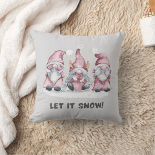 Grått Rosa Watercolor Scandinavian jul Gnome Kudde