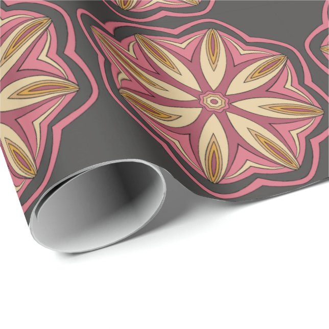 Grått & Rosa Wrapping Papper Presentpapper (Rullad Hörn)