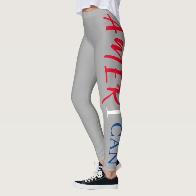 Grått Rött vitt blått Black Woman African America  Leggings (Vänster)