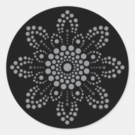 Grått Round Mandala Template Sticker Runt Klistermärke