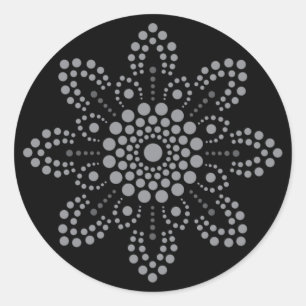 Grått Round Mandala Template Sticker Runt Klistermärke