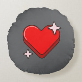 Grått Round Pillow Rund Kudde