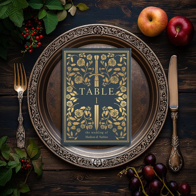 Grått Royal Medieval Sword Bröllop Bordsnummer (Skapare uppladdad)