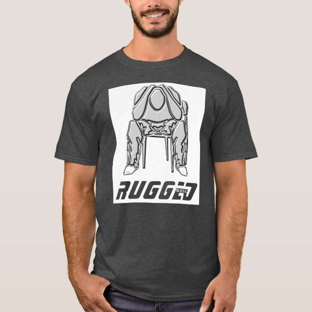 grått Ruged Geek Man Holding Head | Thinking Man T Shirt (Framsida)