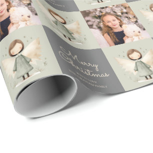 Grått Rustic Angel 1 Papper fotomappning Presentpapper
