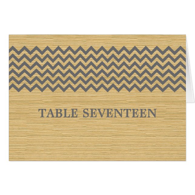 Grått Rustic Chevron Bordsnummer Card Hälsningskort (Framsidan Horizontal)