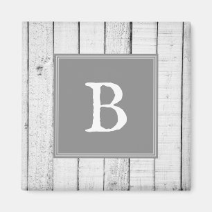 Grått Rustic Monogram Magnet