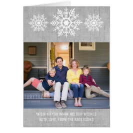 Grått Rustic Snowflake Helgdag Photo Hälsningskort