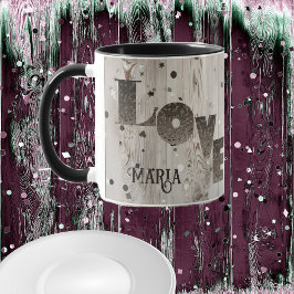 Grått Rustic Wood Romantic Kärlek Valentines Gift Mugg