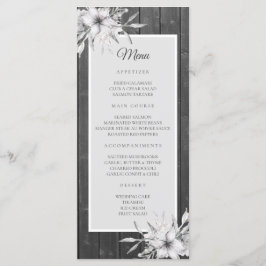 Grått-rustik. Blommigt bröllop Meny