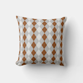 Grått & SADDLE BROWN Diamonds ARGYLE Mönster Kudde
