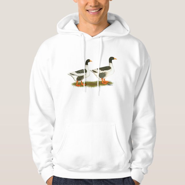 Grått Saddleback Geese Sweatshirt Med Luva (Framsida)