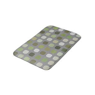 Grått Sage Oliv grönt Round Squares Art Badrumsmatta