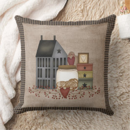 Grått Saltbox House - Primitive Land Kudde