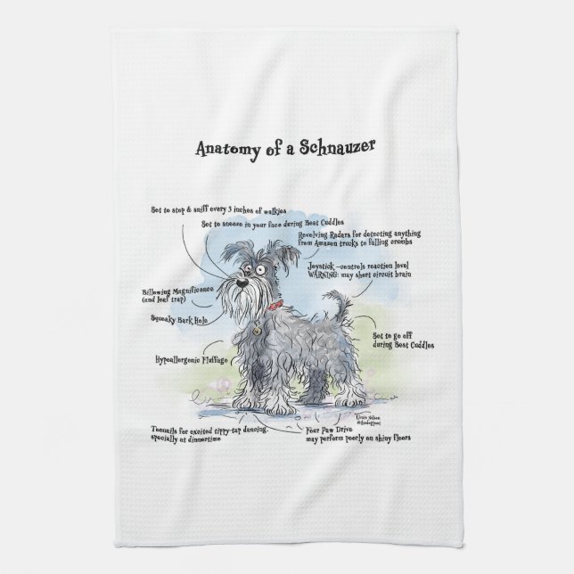 Grått Schnauzer Kitchen Towel Kökshandduk (Vertikal)