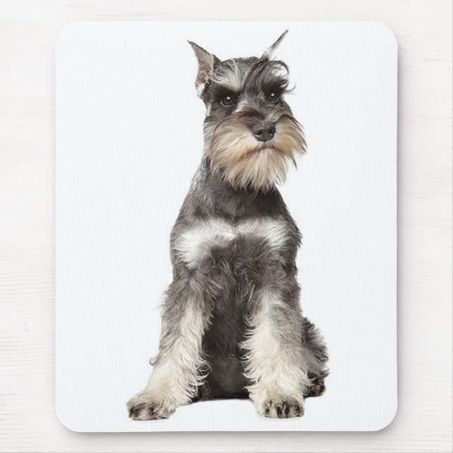 Grått Schnauzer Puppy Hund Mousepad Musmatta (Framsidan)
