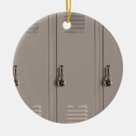 Grått School Lockers, High School Student Julgransprydnad Keramik