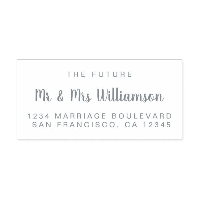 Grått Script Future, Mrs Bröllop Returadress Självfärgande Stämpel (Design)
