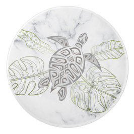 Grått Sea Turtle Tropical Marble Coastal Knopp